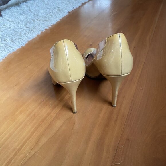 Walter Steiger Heels Pin Up Nude Beige Camel Pumps 38 / 7.5 Patent Leather Round - Picture 8 of 13